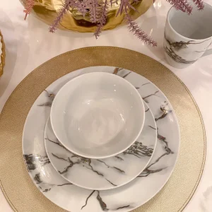 Inspire Me! Home Decor KITCHEN Metallic Marbled 16 Piece Dinner Set