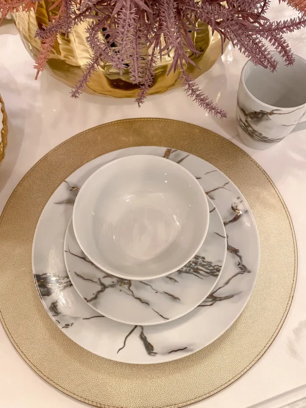 Inspire Me! Home Decor KITCHEN Metallic Marbled 16 Piece Dinner Set