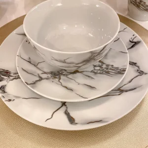Inspire Me! Home Decor KITCHEN Metallic Marbled 16 Piece Dinner Set