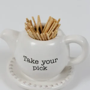 Inspire Me! Home Decor KITCHEN White Ceramic Toothpick Holder (3 Shapes)