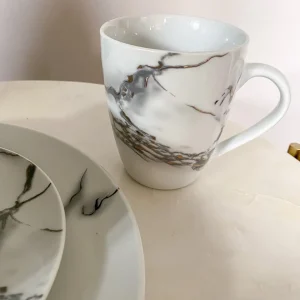 Inspire Me! Home Decor KITCHEN Metallic Marbled 16 Piece Dinner Set