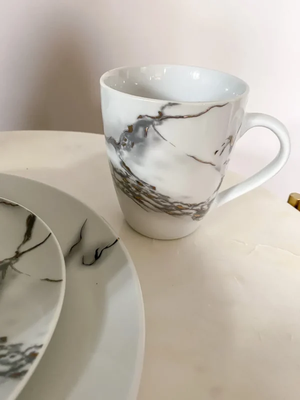 Inspire Me! Home Decor KITCHEN Metallic Marbled 16 Piece Dinner Set