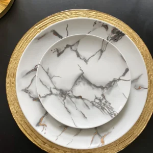 Inspire Me! Home Decor KITCHEN Metallic Marbled 16 Piece Dinner Set