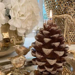 Inspire Me! Home Decor Large Glitter Pinecone Candle