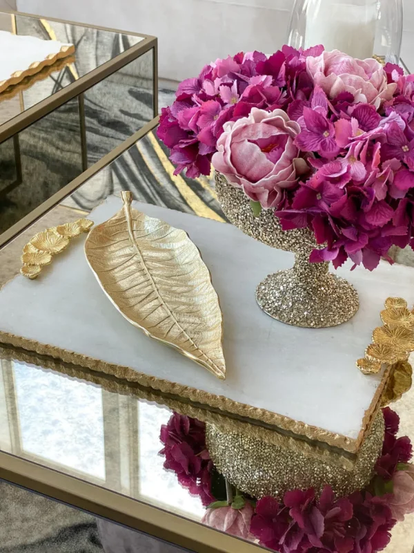 Inspire Me! Home Decor Long Slim Gold Metal Leaf Tray