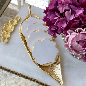 Inspire Me! Home Decor Long Slim Gold Metal Leaf Tray