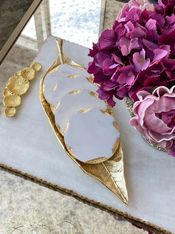 Inspire Me! Home Decor Long Slim Gold Metal Leaf Tray