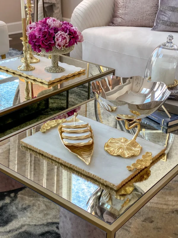 Inspire Me! Home Decor Long Slim Gold Metal Leaf Tray
