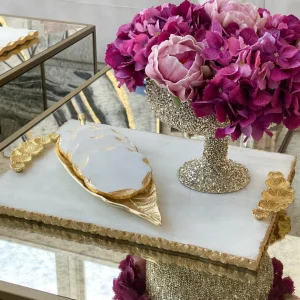 Inspire Me! Home Decor Long Slim Gold Metal Leaf Tray