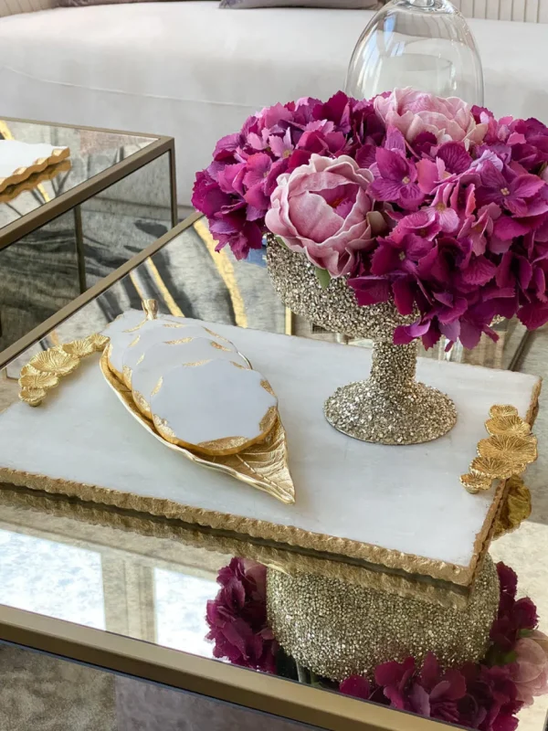 Inspire Me! Home Decor Long Slim Gold Metal Leaf Tray