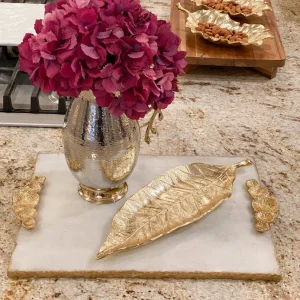 Inspire Me! Home Decor Long Slim Gold Metal Leaf Tray