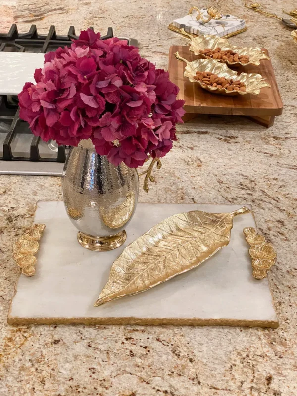 Inspire Me! Home Decor Long Slim Gold Metal Leaf Tray