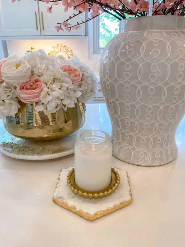 Inspire Me! Home Decor Marble Hexagon Trivet W/ Gold Edge