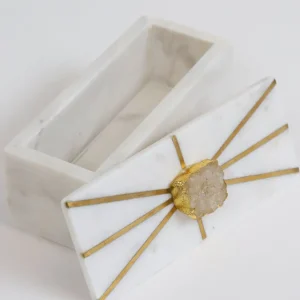 Inspire Me! Home Decor Marble Decorative Box With Gold Agate Handle