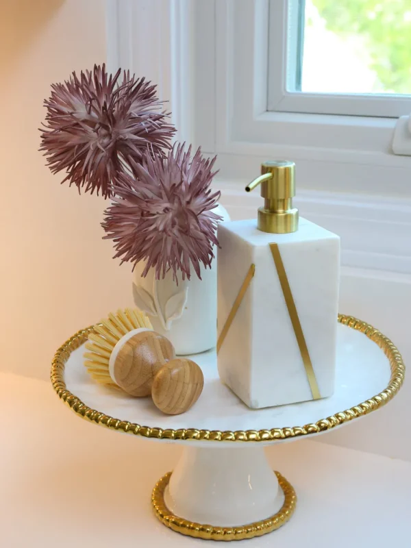 Inspire Me! Home Decor Marble Soap Dispenser With Gold Line Detail