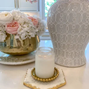 Inspire Me! Home Decor Marble Hexagon Trivet W/ Gold Edge