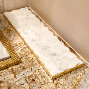 Inspire Me! Home Decor Marble Metallic Edged Rectangle Tray (2 Colors)