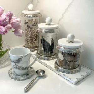 Inspire Me! Home Decor Marble & Silver Hammered Canisters