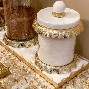Inspire Me! Home Decor Marble Metallic Edged Rectangle Tray (2 Colors)