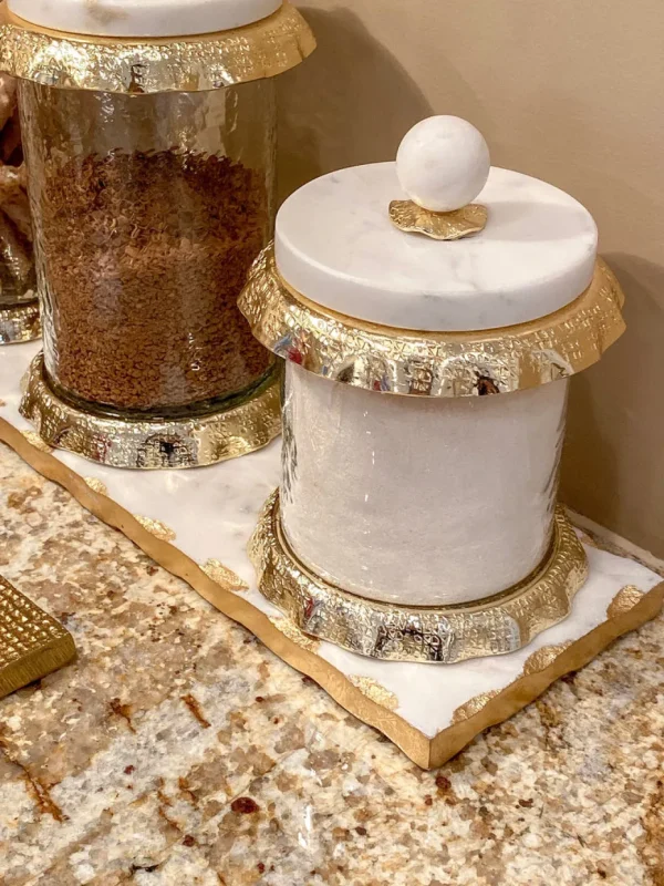 Inspire Me! Home Decor Marble Metallic Edged Rectangle Tray (2 Colors)