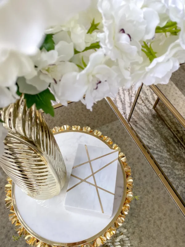 Inspire Me! Home Decor Marble Box With Gold Geometric Design