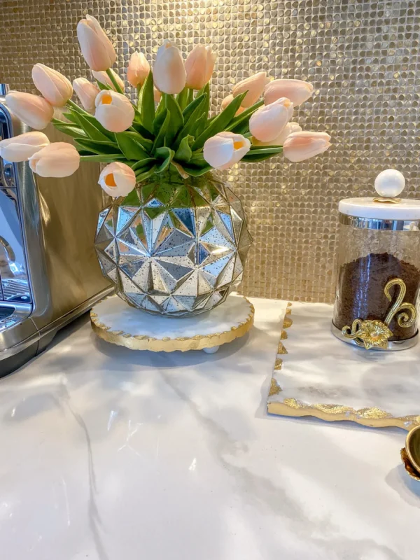 Inspire Me! Home Decor Marble Trivet With Textured Gold Edge
