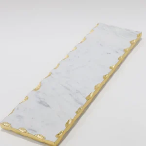 Inspire Me! Home Decor Marble Metallic Edged Rectangle Tray (2 Colors)