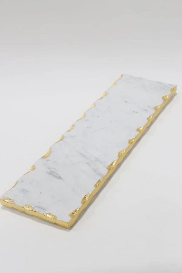 Inspire Me! Home Decor Marble Metallic Edged Rectangle Tray (2 Colors)