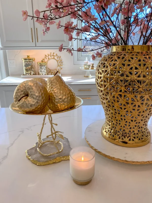 Inspire Me! Home Decor Matte Gold Large Ceramic Hammered Fruits (2 Styles)
