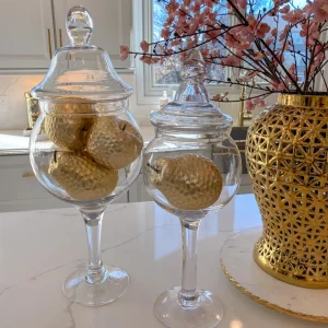 Inspire Me! Home Decor Matte Gold Large Ceramic Hammered Fruits (2 Styles)