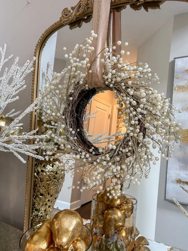 Inspire Me! Home Decor Metallic Pearl Wreath