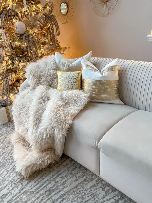 Inspire Me! Home Decor Metallic Gold With White Snowflake Design Pillow