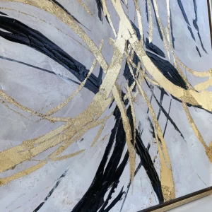 Inspire Me! Home Decor Metallic Gold And Black Abstract Wall Art