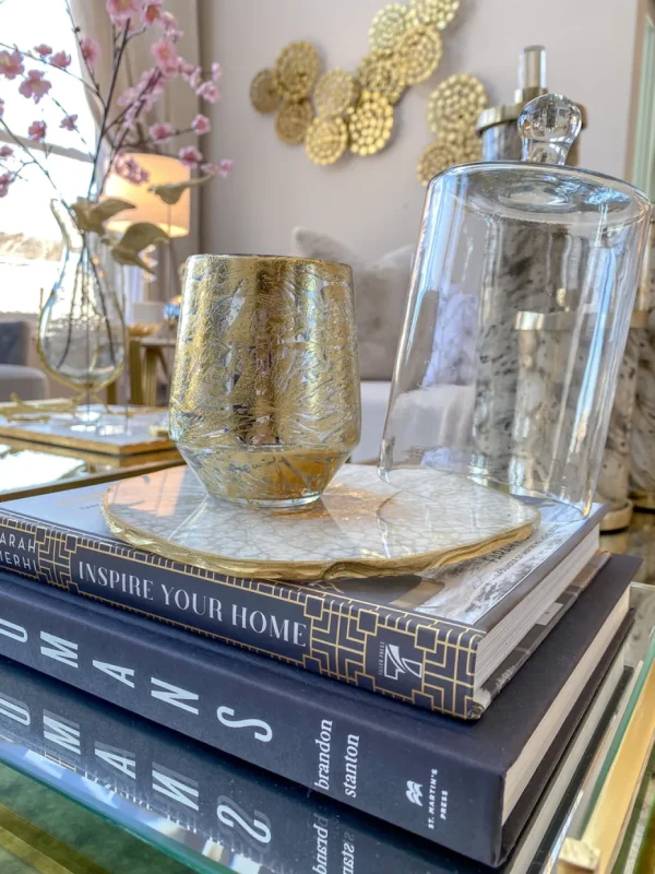 Inspire Me! Home Decor Metallic Gold And Silver Paloma Flower Scented Candle