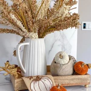 Inspire Me! Home Decor Mini Velvet Orange Decorative Pumpkin