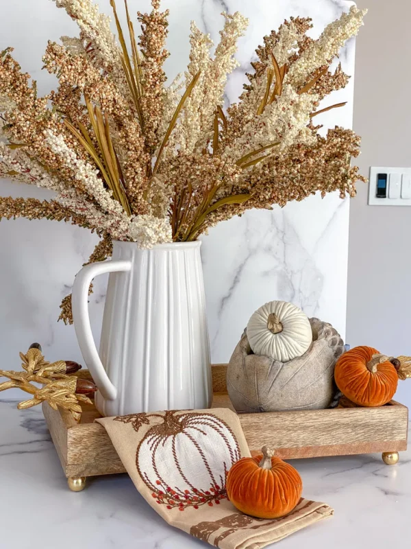 Inspire Me! Home Decor Mini Velvet Orange Decorative Pumpkin