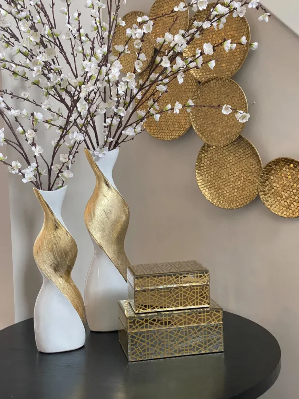 Inspire Me! Home Decor Mirror Gold Geometric Pattern Boxes (Set Of 2)