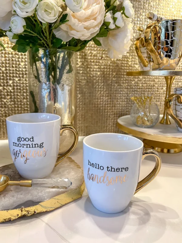 Inspire Me! Home Decor Mr. & Mrs. Mug Set (Set Of 2) Gold