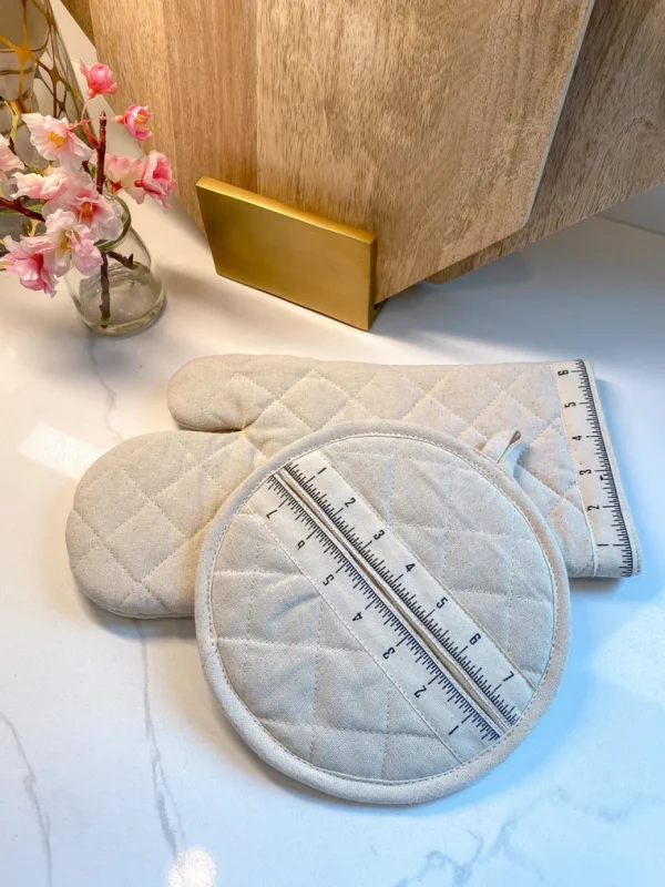 Inspire Me! Home Decor Natural Measuring Edge Oven Mit And Potholder Set KITCHEN