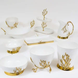 Inspire Me! Home Decor Oblong White Ceramic Bowl With Gold Textured Details ” From Pops Of Color Home Collection”