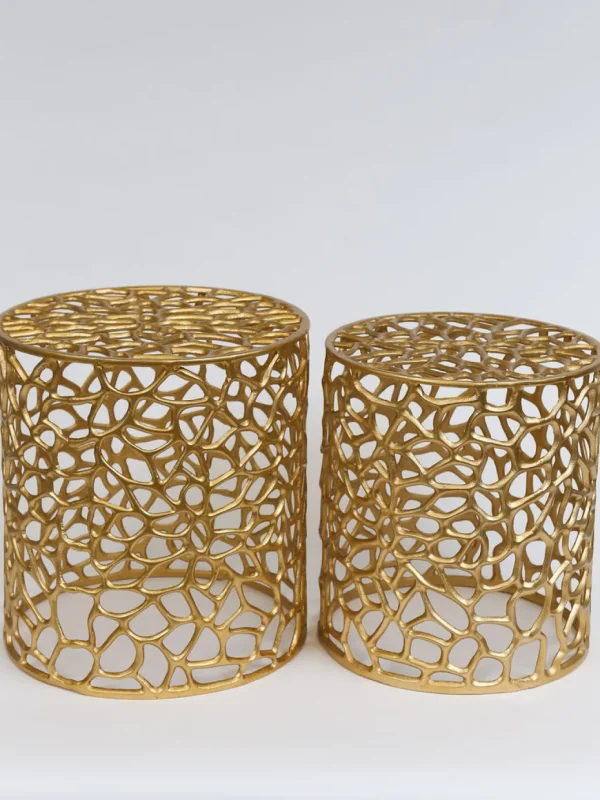 Inspire Me! Home Decor Openwork Coral Gold Sidetables (Set Of 2)