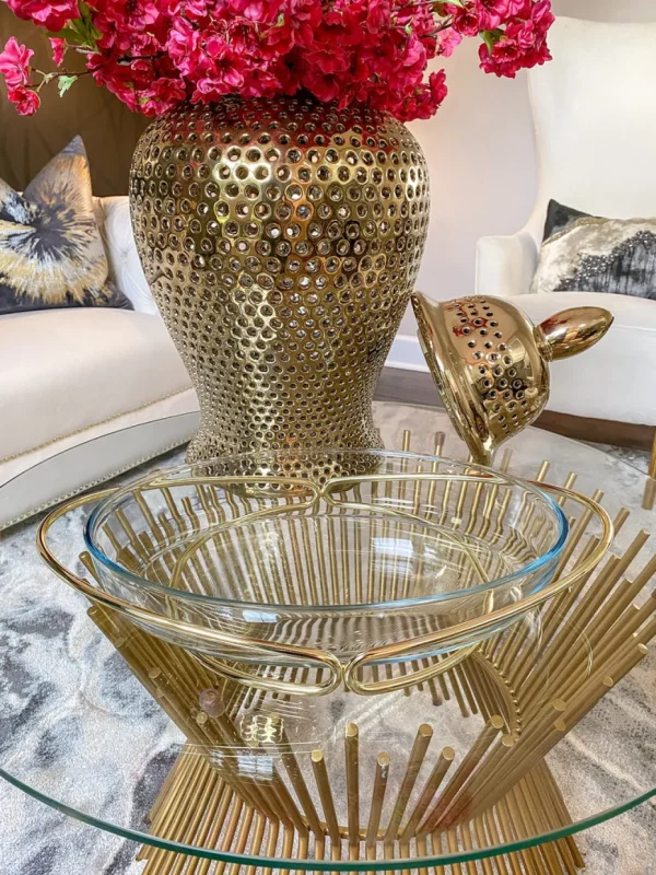 Inspire Me! Home Decor Oval Glass Serveware With Metal Base (2 Colors)
