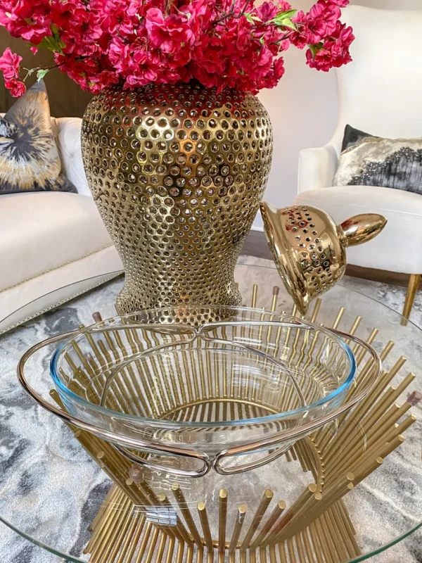 Inspire Me! Home Decor Oval Glass Serveware With Metal Base (2 Colors)