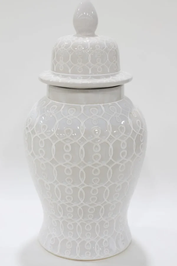 Inspire Me! Home Decor Oversized White Patterned Ginger Jar