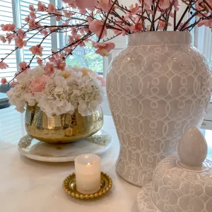 Inspire Me! Home Decor Oversized White Patterned Ginger Jar
