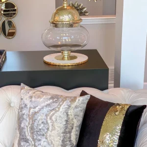 Inspire Me! Home Decor Oversized Round Apothecary Jar W/ Gold Hammered Lid