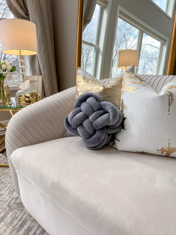 Inspire Me! Home Decor Pillows Gray Velvet Knot Pillow