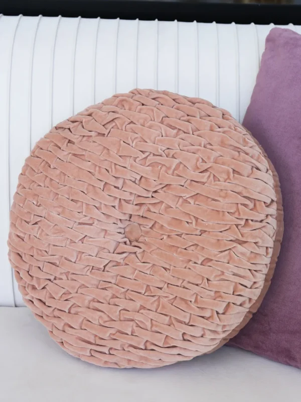 Inspire Me! Home Decor PILLOWS, RUGS, & THROWS Blush Woven Velvet Round Pillow