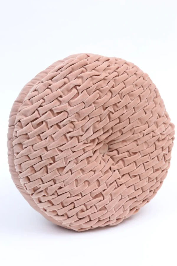 Inspire Me! Home Decor PILLOWS, RUGS, & THROWS Blush Woven Velvet Round Pillow