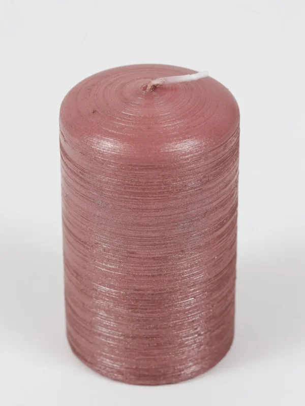 Inspire Me! Home Decor Pink Brushed Metallic Pillar Candle
